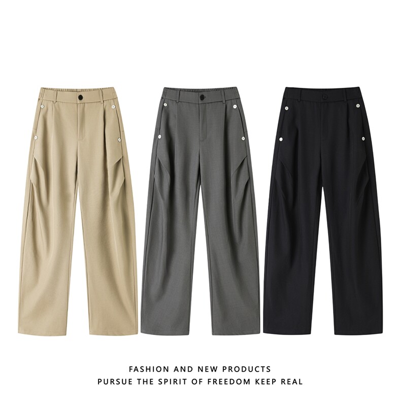 抖音秋冬加厚保暖休闲西裤男女港风宽松垂感休闲裤K10221-P39，男装西裤，电商A099