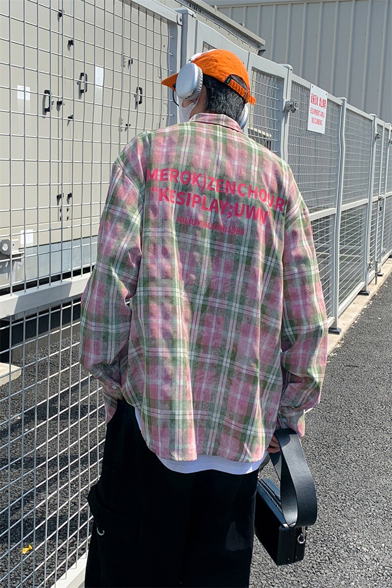 秋季新款QT2605-TP50控价88韩系高级感印花扎染休闲宽松衬衣男,男装衬衫,电商A102