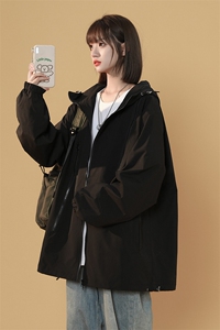 JK8109/P65秋装中性风冲锋衣男女风衣夹克美式工装多拉链外套连帽图片