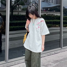 万针全刺绣工艺抖音得物高品质260克重磅纯棉双纱美式高街短袖T恤，男装T恤，电商A486