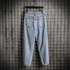 k701-P48-限价68-M-5XL破洞得物美式牛仔裤白底大码长裤阔腿，男装牛仔裤，星座103A