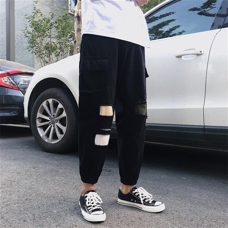 男士休闲裤夏季九分裤修身小脚工装裤男潮牌韩版潮流港风宽松裤子,男装休闲裤,星座813-2