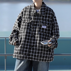 小众设计小香风复古格子毛呢外套男女潮牌刺绣夹克秋加厚高级感，男装夹克，星座505-2（原电商A260-1)