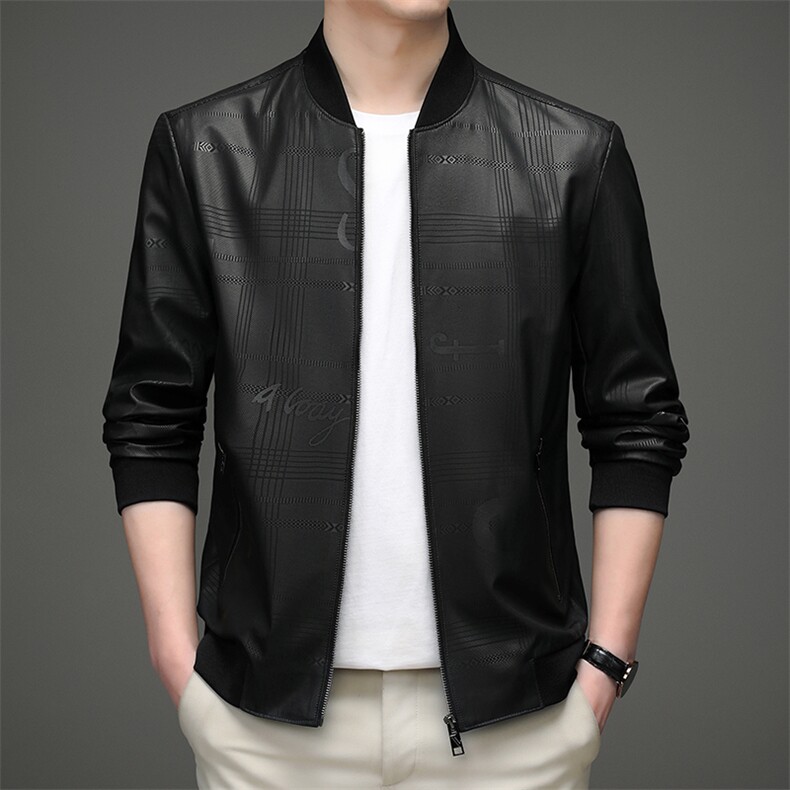 2024新款夹克男春秋季休闲时尚印花薄款男士外套薄款帅气棒球领装，男装西服套装，钱塘6003A(原)4033A