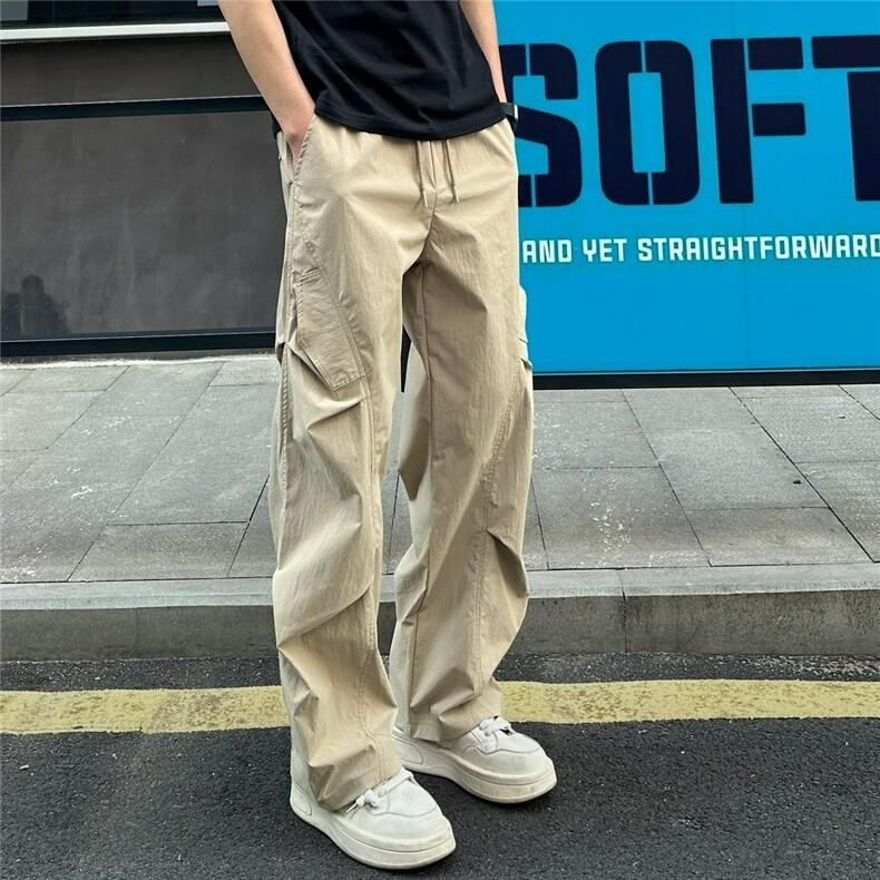 美式速干冰丝工装裤男夏季潮牌褶皱拼接冲锋裤户外登山裤X704-P37，男装工装外套，星座208-5