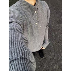有货~杏色套头高领针织毛衣秋冬慵懒风纽扣设计高级感MY553特P58，男装针织衫/毛衣，星座1004-6