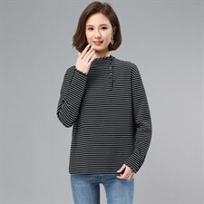 彩条打底衫，女装大码女装，奕阳依阁