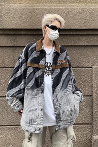 V66-P75 复古水洗破损牛仔外套宽松夹克 30棉70聚酯纤维 控105图片