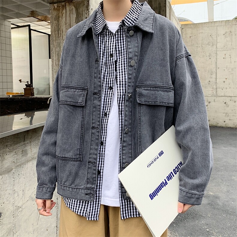 牛仔外套男秋新款韩版宽松港风夹克牛仔衣休闲百搭insW1134-P50,男装棉衣,星座512-2