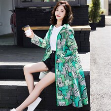 2024夏季新款防晒服长款印花连帽大码宽松超薄拉链款，女装防晒衣，蝶眷