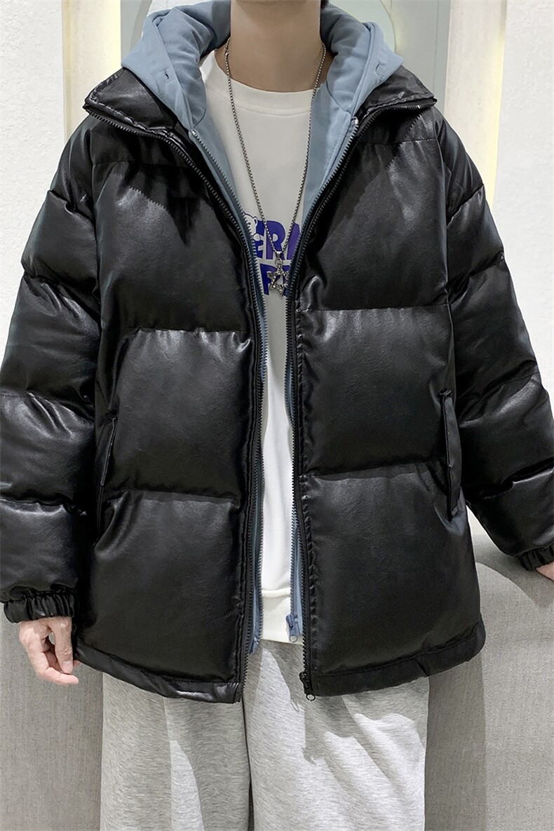 现货冬装港风拼接百搭潮流皮外套加厚棉衣上衣D201-DM75-125,男装棉衣,电商D321-1