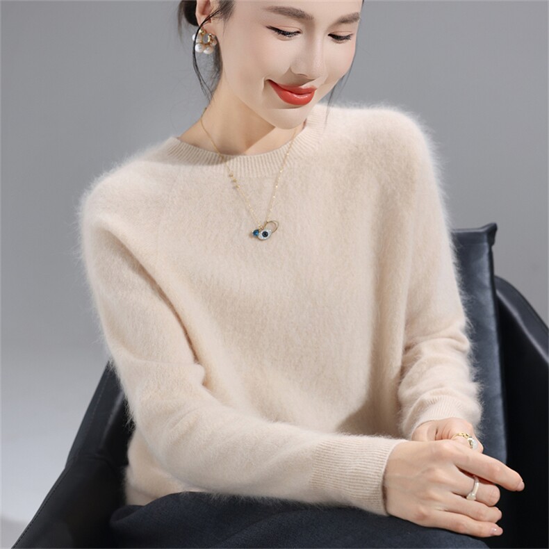 2025新款时尚舒适百搭女士圆领,女装羊毛衫,暮绒羊羊绒