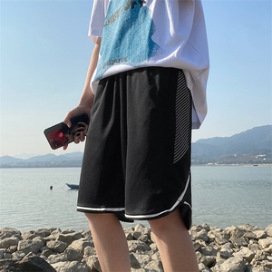 夏季休闲短裤男ins潮牌撞色拼接宽松直筒垂感五分运动裤DK055-P25图片
