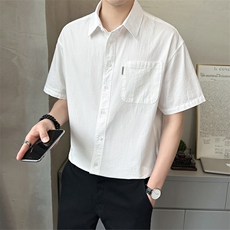 2025新款夏季男士短袖衬2025新款纯棉休闲衬衣A313-W8017-P65，男装T恤，电商A313