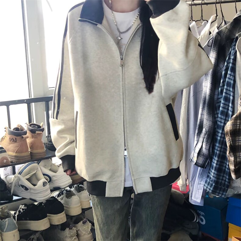 抖音得物高品质26春装美式高街重磅结构拼接织带立领卫衣外套CM42,女装短外套,电商A486