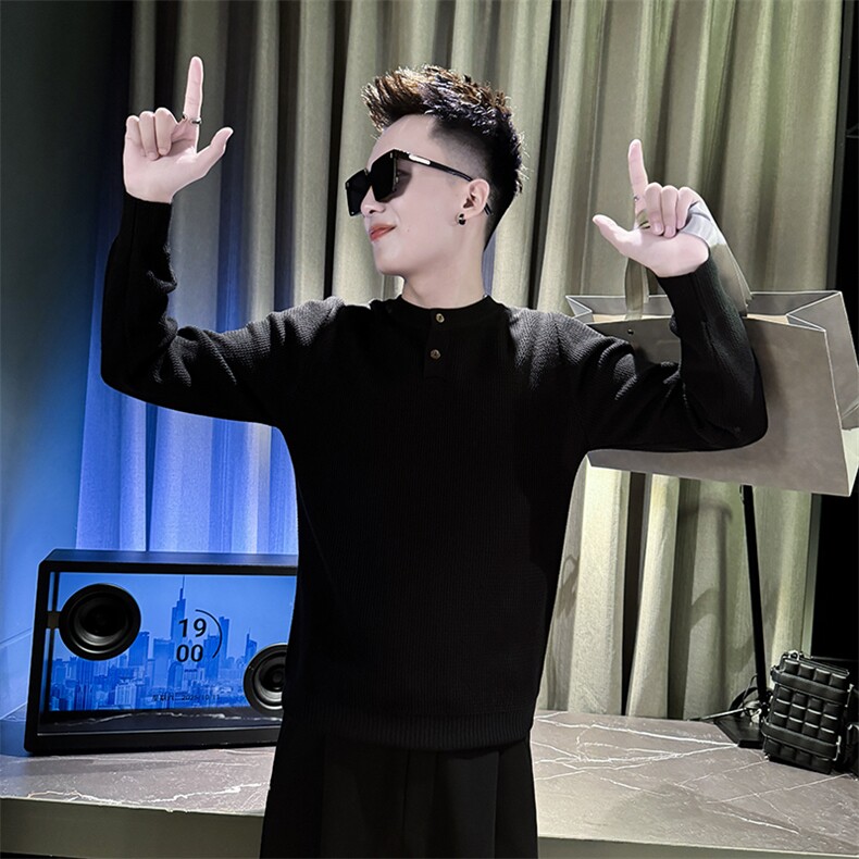 秋冬新款毛衣男套头亨利领针织衫            A368-M815-P68图片