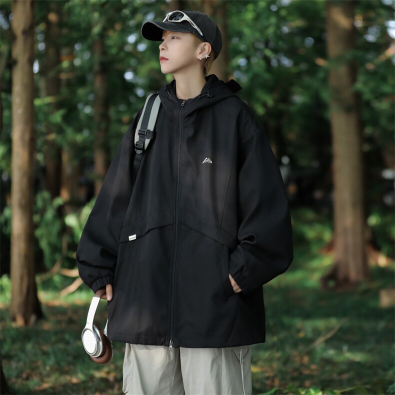 冲锋衣外套男士春季2024新款潮牌户外登山防风连帽休闲夹克上衣,男装夹克,星座410-7