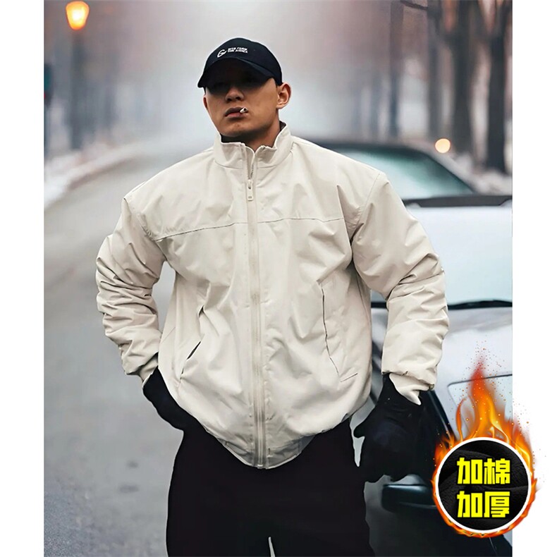 现货秋冬季美拉德立领飞行立领夹克boxy廓形棉衣高街加厚加棉外套，男装夹克，电商A486