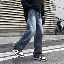欧美高街vibe裤子ins潮牌牛仔裤男宽松直筒阔腿长裤春秋N819-P46，男装牛仔裤，星座1008