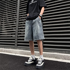 牛仔五分裤男女韩版潮流宽松百搭2025夏季ins休闲短裤RK2796-P42，男装牛仔裤，星座412-2