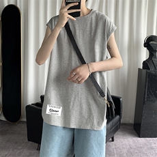 BX25062-P20纯棉汗背心男士大码宽松汗衫男无袖t恤男港风，男装T恤，电商A040