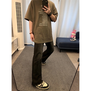 美式hiphop牛仔裤修身直筒微喇叭裤 68图片