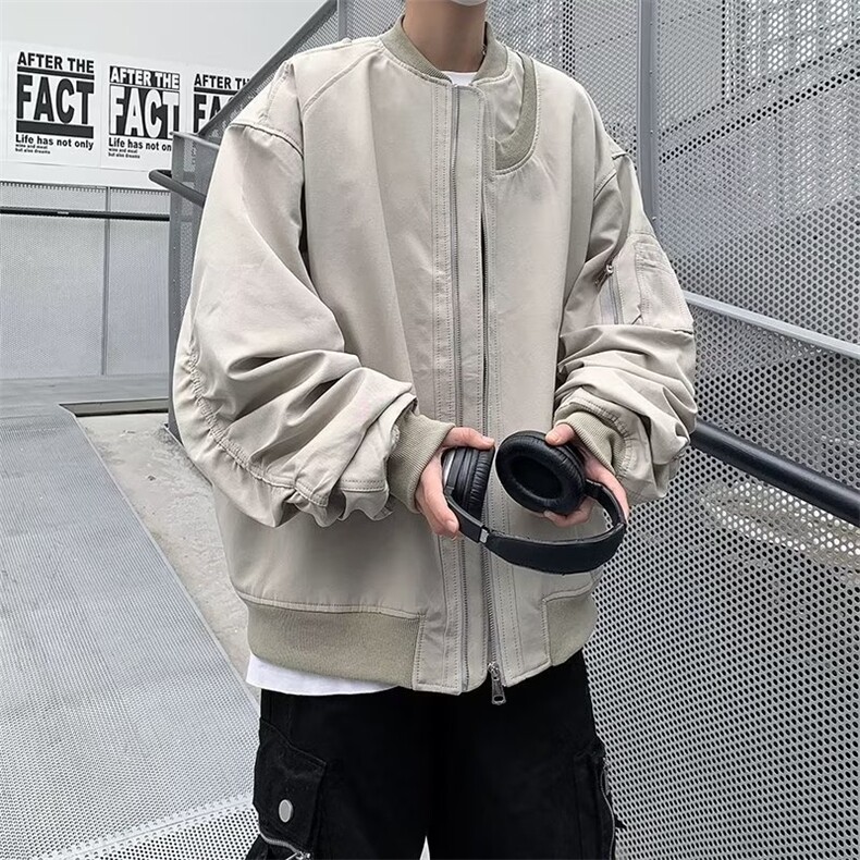 棒球服外套美式潮牌复古宽松飞行员夹克外套 1001-1-J179-P63图片