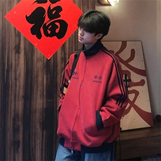 抖音得物美式高街重磅结构设计拼接织带立领印花卫衣外套ACM4204，女装短外套，电商A443