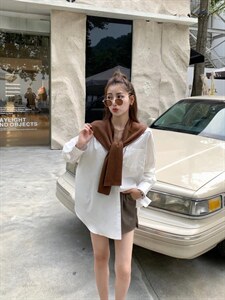 秋季披肩衬衫，女装衬衫，吉之红