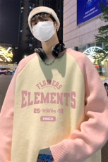 港风新款秋季时尚百搭宽松字母印花潮流印花毛衣M61000P65控88，男装针织衫/毛衣，电商A268A