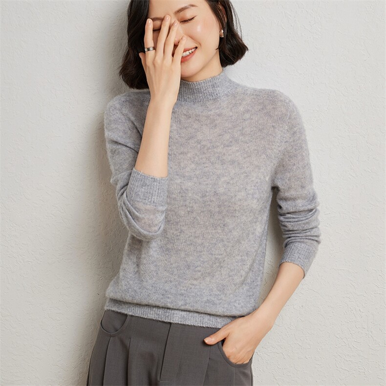 休闲/淑女羊毛山秋冬新款百搭气质半高领羊毛衫,女装羊绒衫,臻维羊绒
