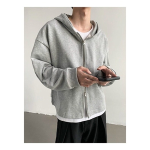 jmhomme秋季韩版休闲卫衣连帽拉链外套宽松基础款百搭短款上衣男图片
