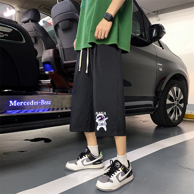 QK72225-P25冰丝七分裤男大码速干短裤男五分裤 港风图片