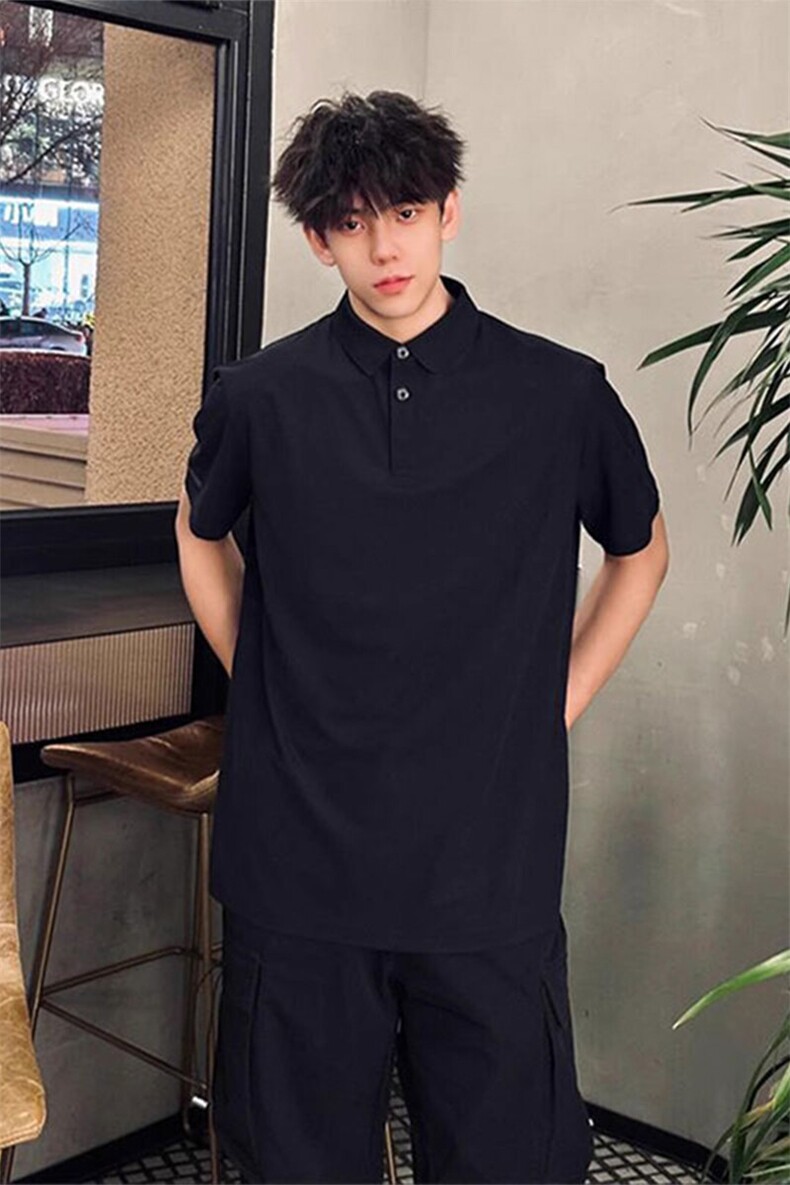 【网图】B221美式ins高街修身翻领polo衫T恤SY2547-特P15控39,男装T恤,电商B221