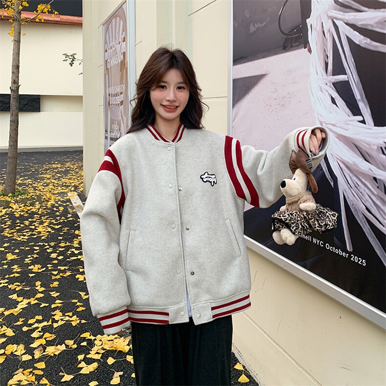 韩版时尚学院风加厚羽绒棒球服女2025冬季新款显瘦保暖白鸭绒外套,女装羽绒服,纯色衣恋