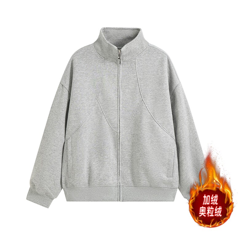 重磅加绒奥粒绒结构款500克拉链开衫卫衣外套RH5332JR-P65，女装短外套，星座610B-1