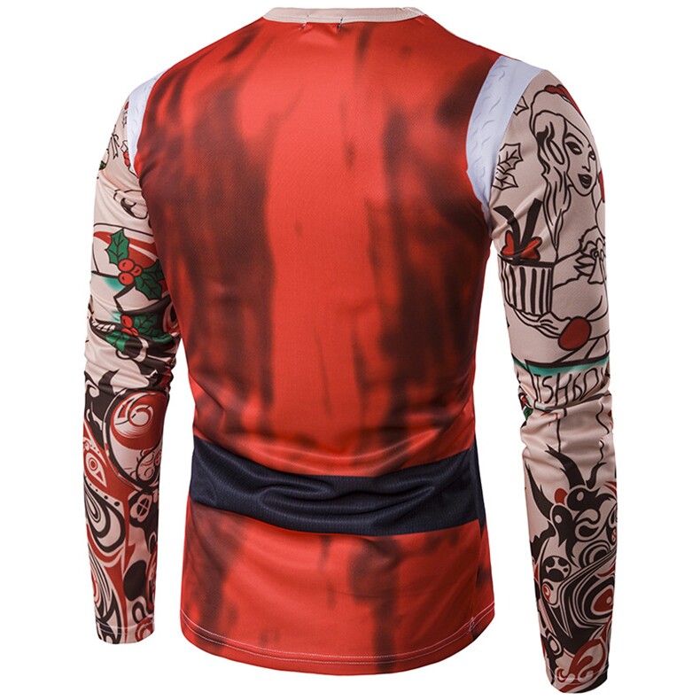 外贸热销新款男士个性圣诞服圣诞老人圆领3D长袖T恤CT296,男装T恤,星座1314