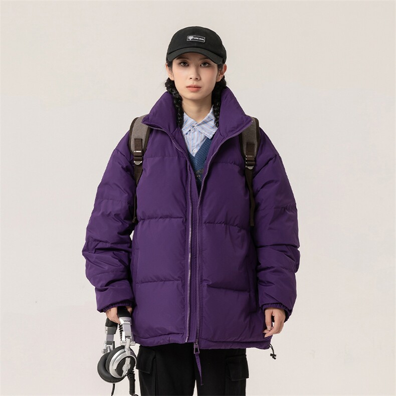 新标白鸭绒简约休闲立领外套纯色潮流加厚羽绒服ESY0215-P150图片