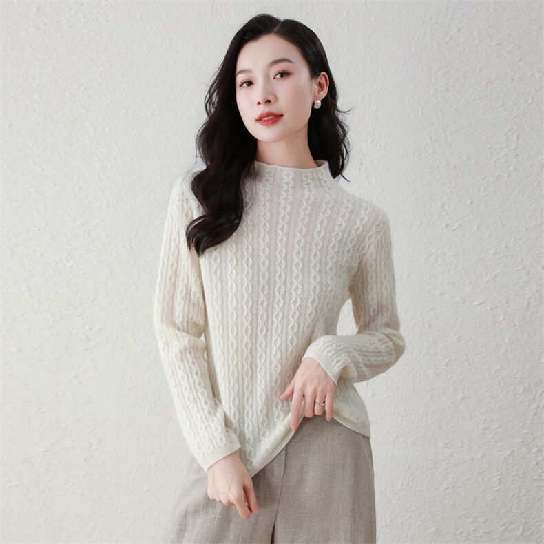 100%纯山羊绒秋冬新款气质优雅女装纯色半高领羊绒打底衫，女装羊绒衫，阿舍尔精品