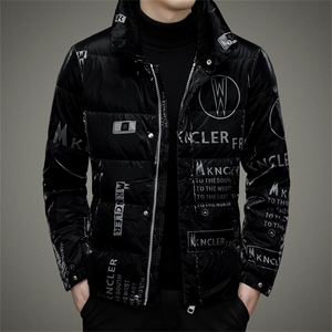 羽绒服男士中年商务休闲立领冬季新款男装加厚保暖上衣白鸭绒外套图片