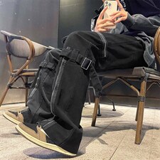 美式高街休闲裤男潮牌潮流痞帅vibe风侧边拉链束脚裤K3570-P40，男装休闲裤，星座512-2