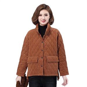 时尚新款灯芯绒加棉外套 保暖显瘦短款棉服 冬季必备女装棉衣图片