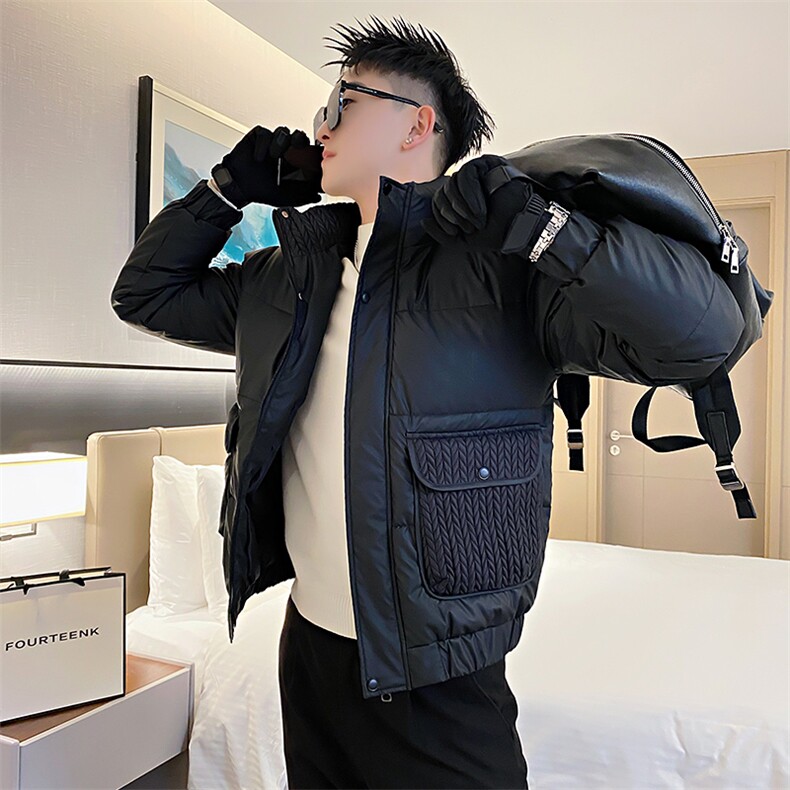 AY87/P138控178冬季社会小伙编织纹潮牌棉服痞帅百搭棉衣男黑首1,男装棉衣,星座305B-1