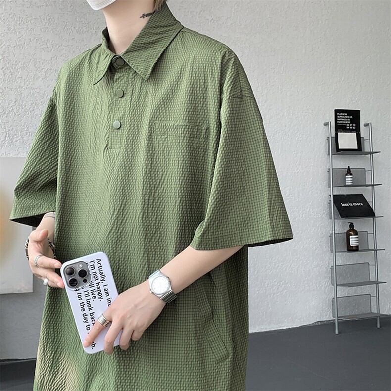 8XL-M日系工装短袖衬衫男夏季POLO衫t恤休闲运动套装TZ38004特P55，男装Polo衫，电商B312