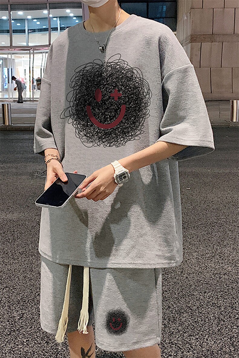 套装！华夫格套装短袖T恤短裤男TZ213-特P38,男装T恤,电商B367