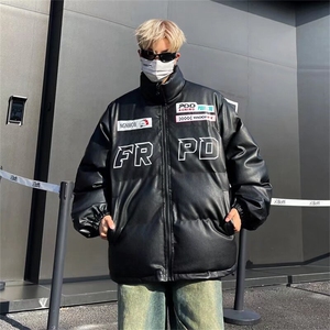 机车pu皮面棉服外套男美式复古高街高级感面包服 YW169 P85图片
