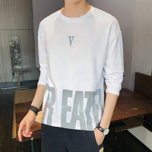 2021春秋季男士长袖t恤韩版潮流纯棉圆领打底上衣服男装DS920TP25图片