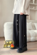2026冬季新款加厚宽松直筒毛呢裤男休闲运动纽扣束脚裤3553-P60，男装休闲裤，电商C305A