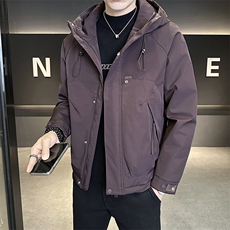 秋冬新款二棉加棉夹克连帽冲风衣男士外套棉服7M21-P120，男装夹克，星座703-1