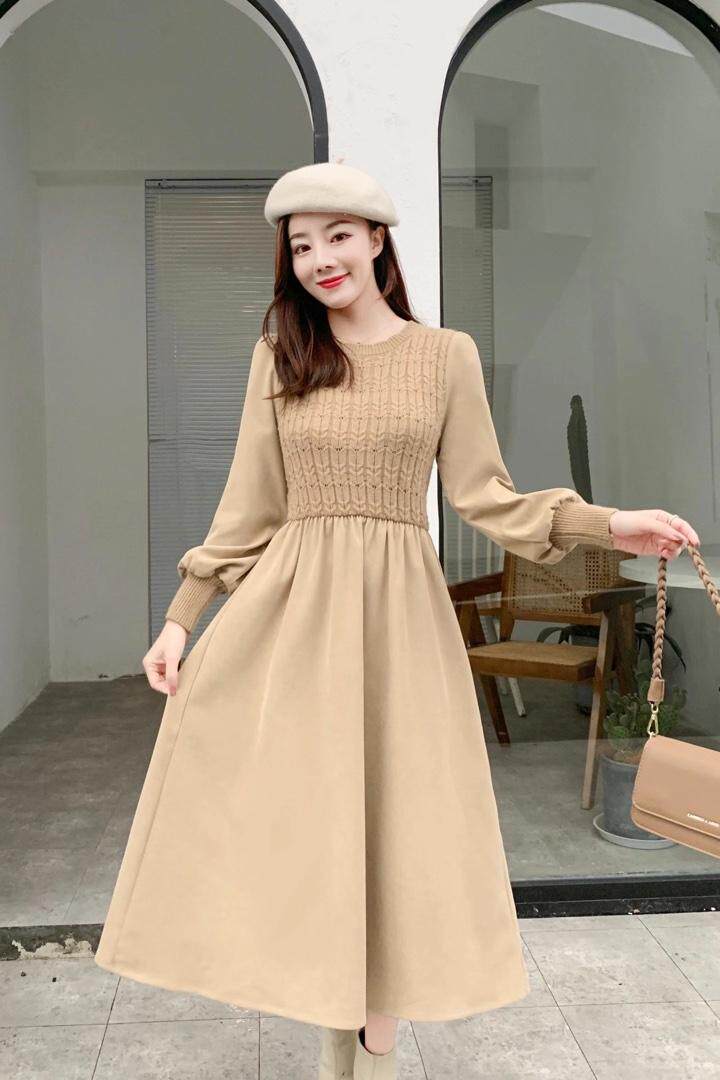 拼接针织连衣裙，女装连衣裙，琳涵衣秀